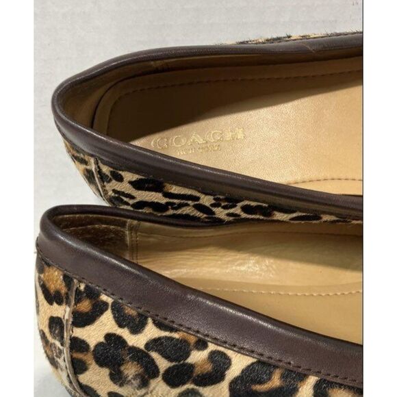 Coach Classic Leopard Print Slide On Flat W/gold & Dark Brown Women 9.5 - Picture 9 of 11